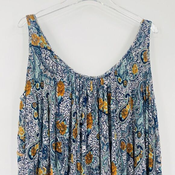 Free People Size XS Blue Paisley Print Hummingbird Chloe Cold Shoulder Top - Picture 4 of 13